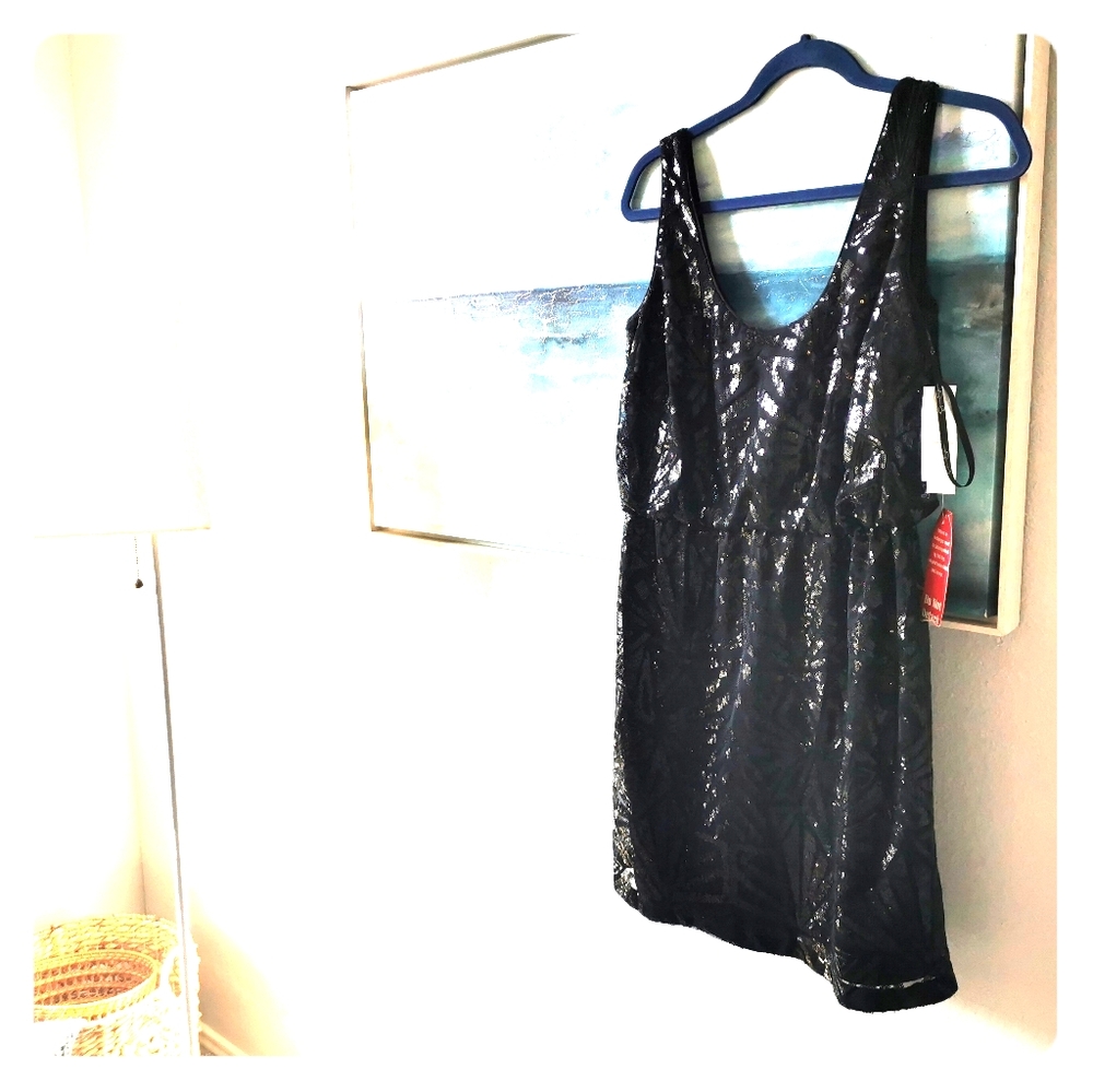 Black sequins and mesh dress